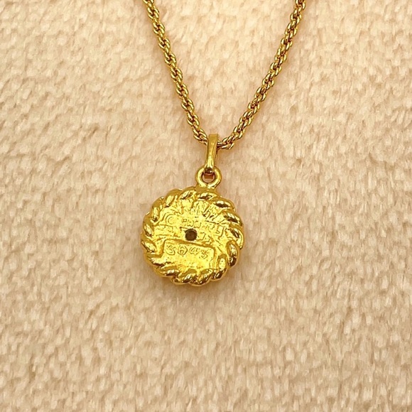 Auth Chanel Rhinestone GD Engraved
Necklace W/Box - Picture 3 of 12